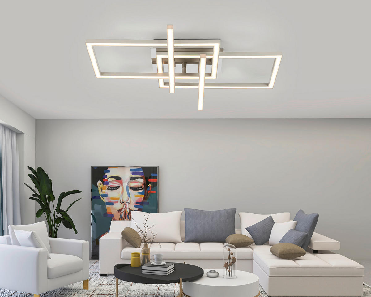 LED-DECKENLEUCHTE 24 W    50/43/7,6 cm  - Sandfarben/Chromfarben, Basics, Kunststoff/Metall (50/43/7,6cm) - Novel