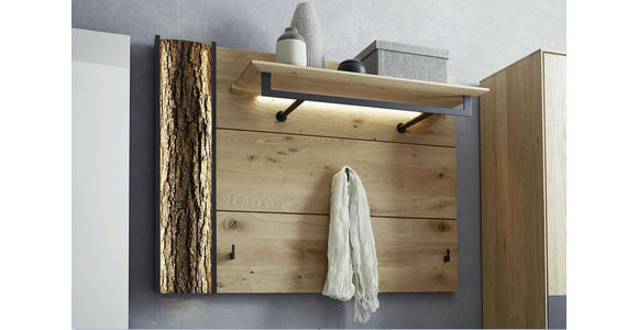 GARDEROBENPANEEL  in 118/87/35 cm  - Eichefarben/Anthrazit, Design, Holz/Metall (118/87/35cm) - Valnatura