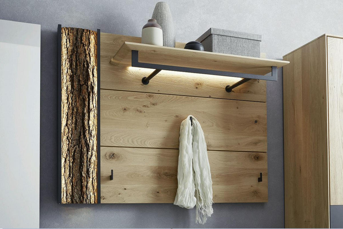 GARDEROBENPANEEL  in 118/87/35 cm  - Eichefarben/Anthrazit, Design, Holz/Metall (118/87/35cm) - Valnatura