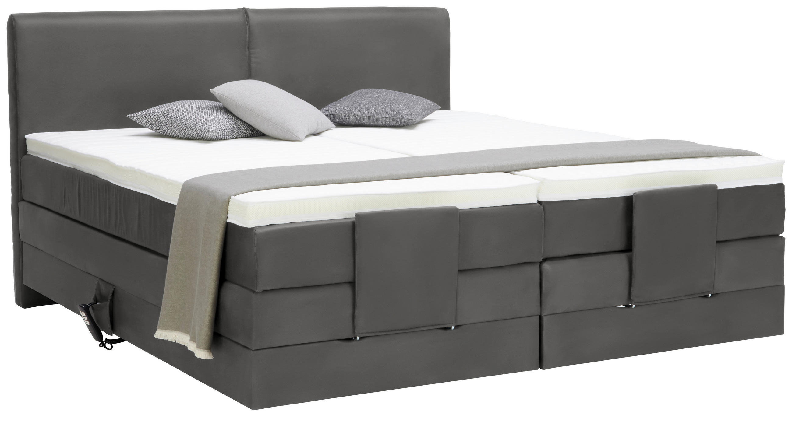 BOXSPRINGBETT 160/200 cm  in Anthrazit  - Anthrazit/Schwarz, Design, Kunststoff/Textil (160/200cm) - Hom`in
