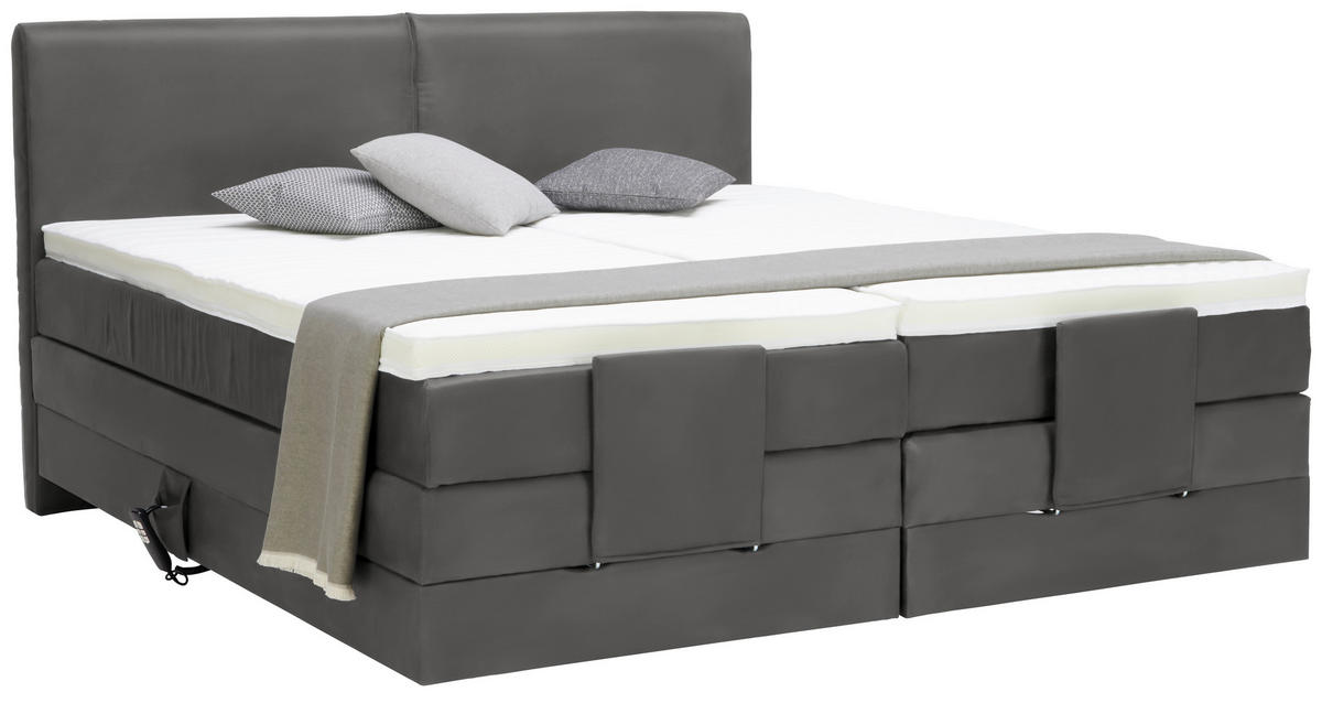 BOXSPRINGBETT 160/200 cm  in Anthrazit  - Anthrazit/Schwarz, Design, Kunststoff/Textil (160/200cm) - Hom`in