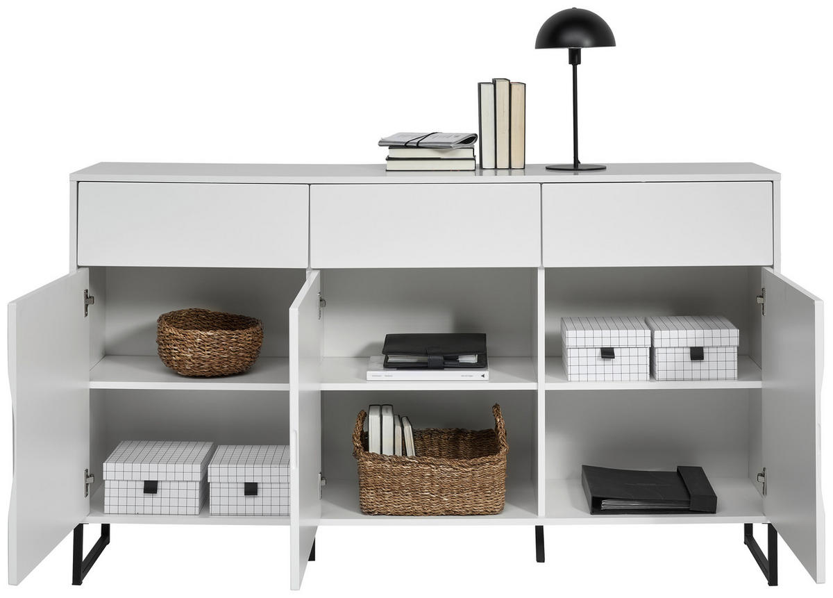 SIDEBOARD 169/95/38 cm  in Weiss  - Weiss/Schwarz, Konventionell, Holzwerkstoff/Metall (169/95/38cm) - Hom`in