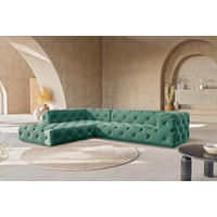 ECKSOFA Samt Dunkelgrün  - Dunkelgrün/Schwarz, Design, Kunststoff/Textil (228/325cm) - P & B