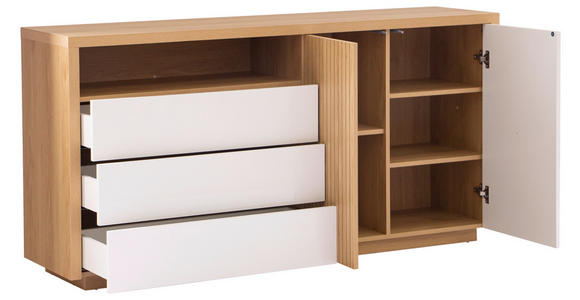 SIDEBOARD  in 162/82/40 cm  - Eichefarben/Weiß Hochglanz, KONVENTIONELL, Holzwerkstoff (162/82/40cm) - Xora