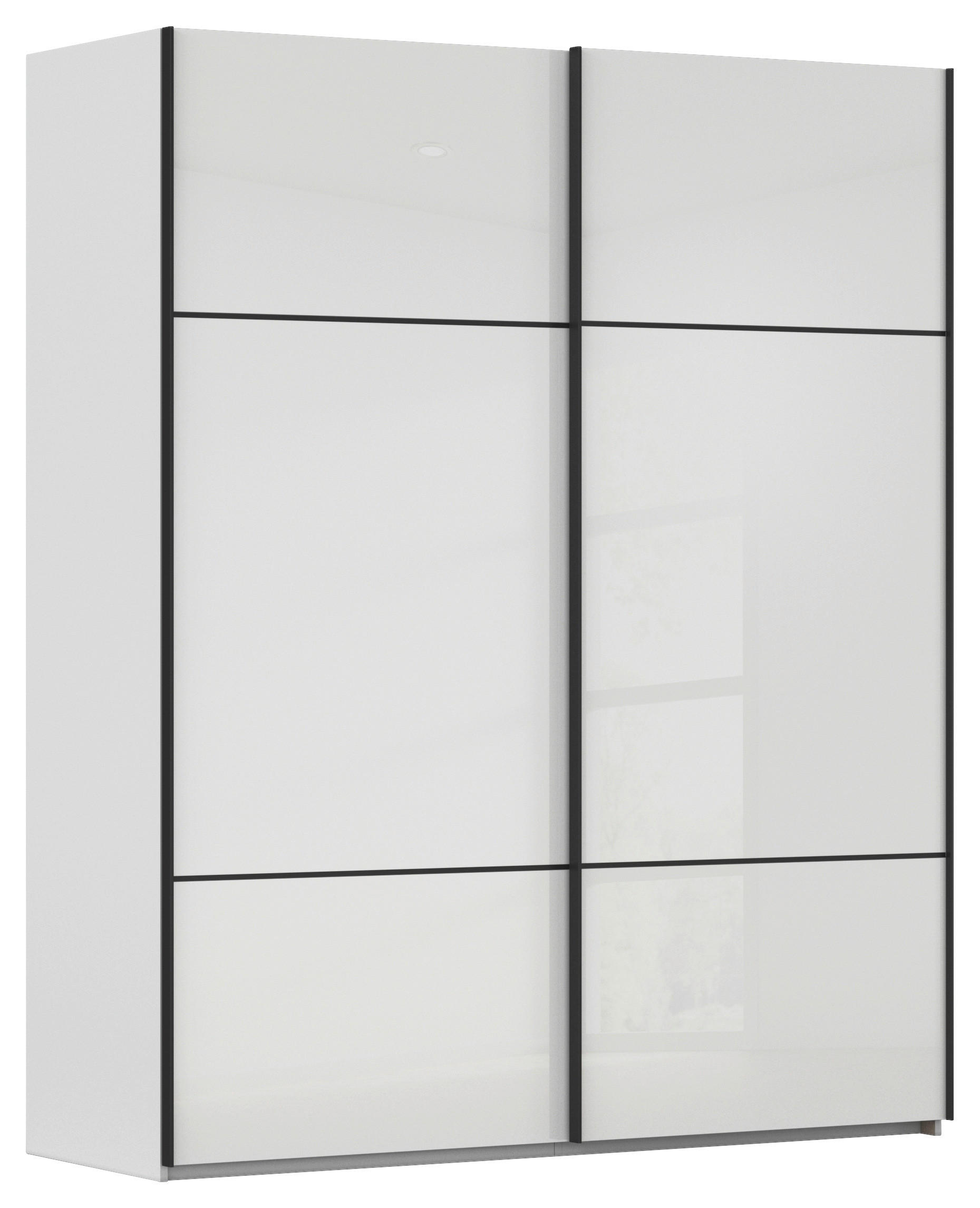 SCHWEBETÜRENSCHRANK Grau, Weiss  - Weiss/Schwarz, Konventionell, Glas/Holzwerkstoff (201/223/67cm) - Novel