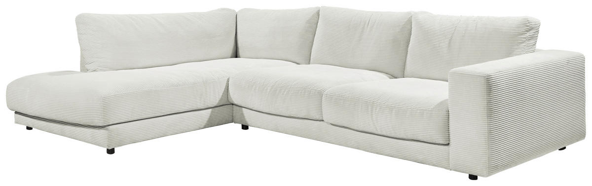 ECKSOFA Hellgrau Cord  - Hellgrau/Schwarz, Design, Kunststoff/Textil (224/325cm) - Hom`in