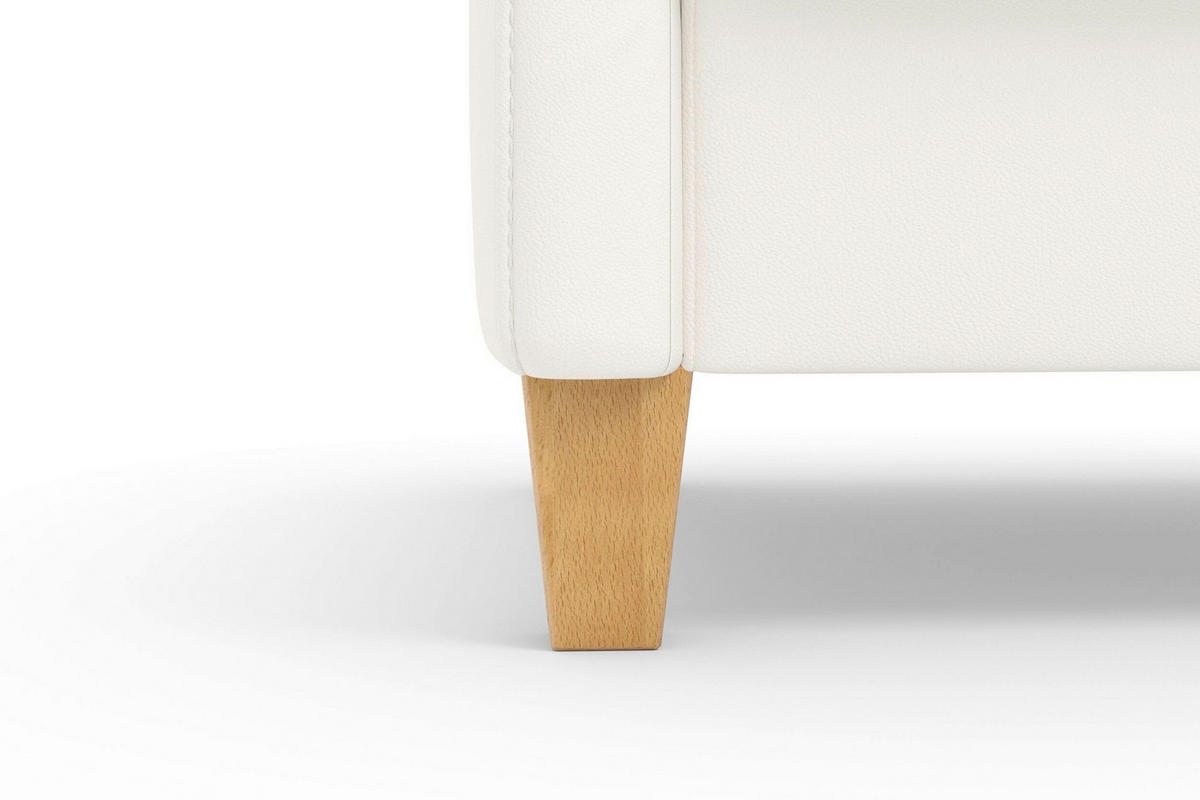 KRESLO, koža, biela - biela/farba duba, Basics, koža/drevo (70/93/75cm) - Sit & More