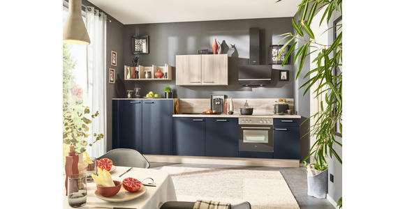 KÜCHENLEERBLOCK 345 cm   in Blau, Eichefarben  - Blau/Eichefarben, Design, Holzwerkstoff/Metall (345cm) - Xora