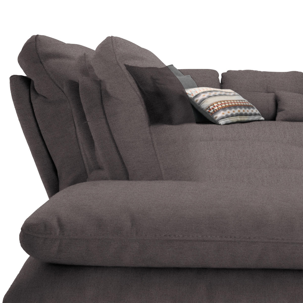 ECKSOFA in Flachgewebe Graphitfarben  - Schwarz/Graphitfarben, Design, Textil/Metall (344/271cm) - Chilliano