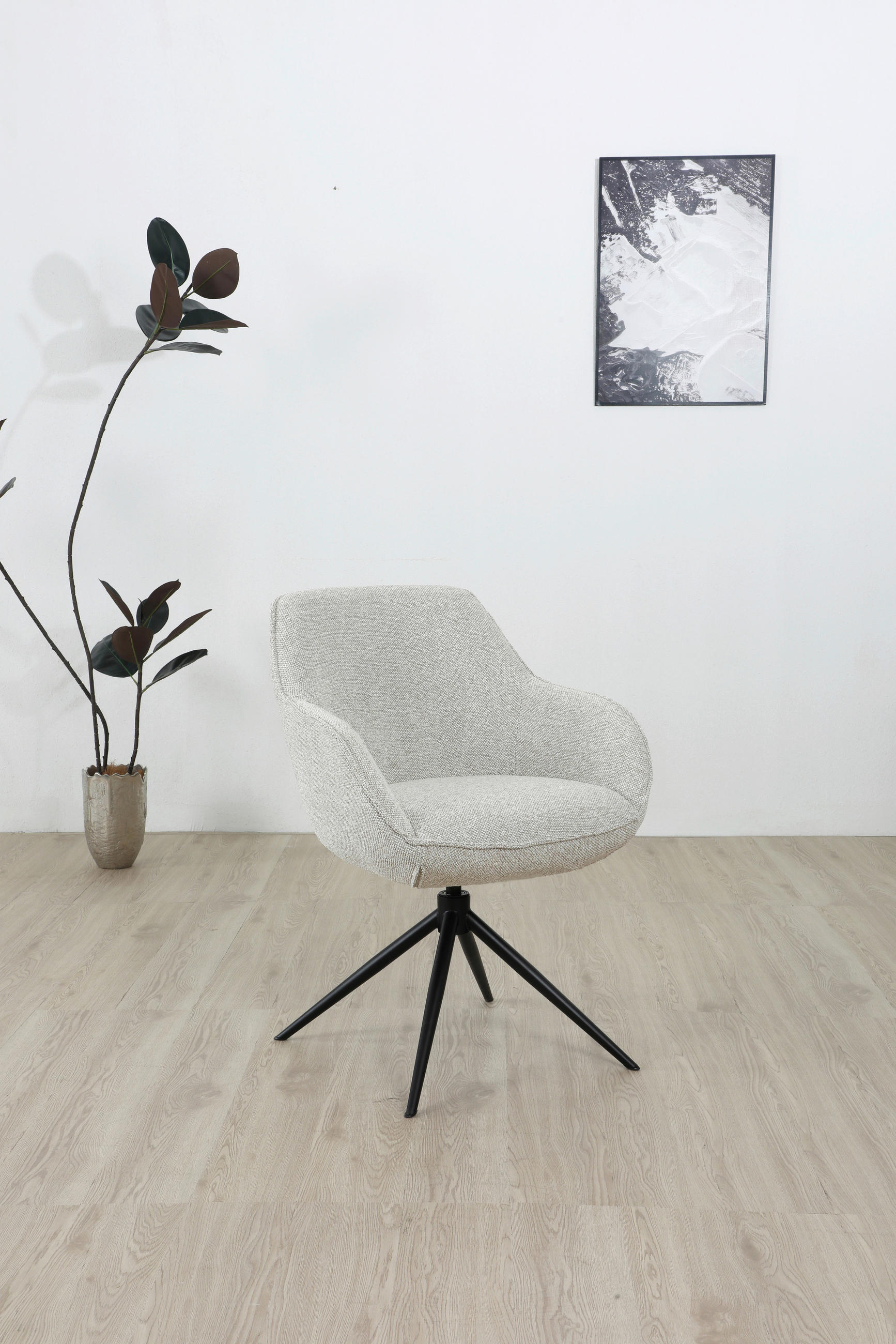 ARMLEHNSTUHL  in Eisen Leinenoptik  - Beige/Schwarz, Design, Textil/Metall (64/84/61cm) - Novel