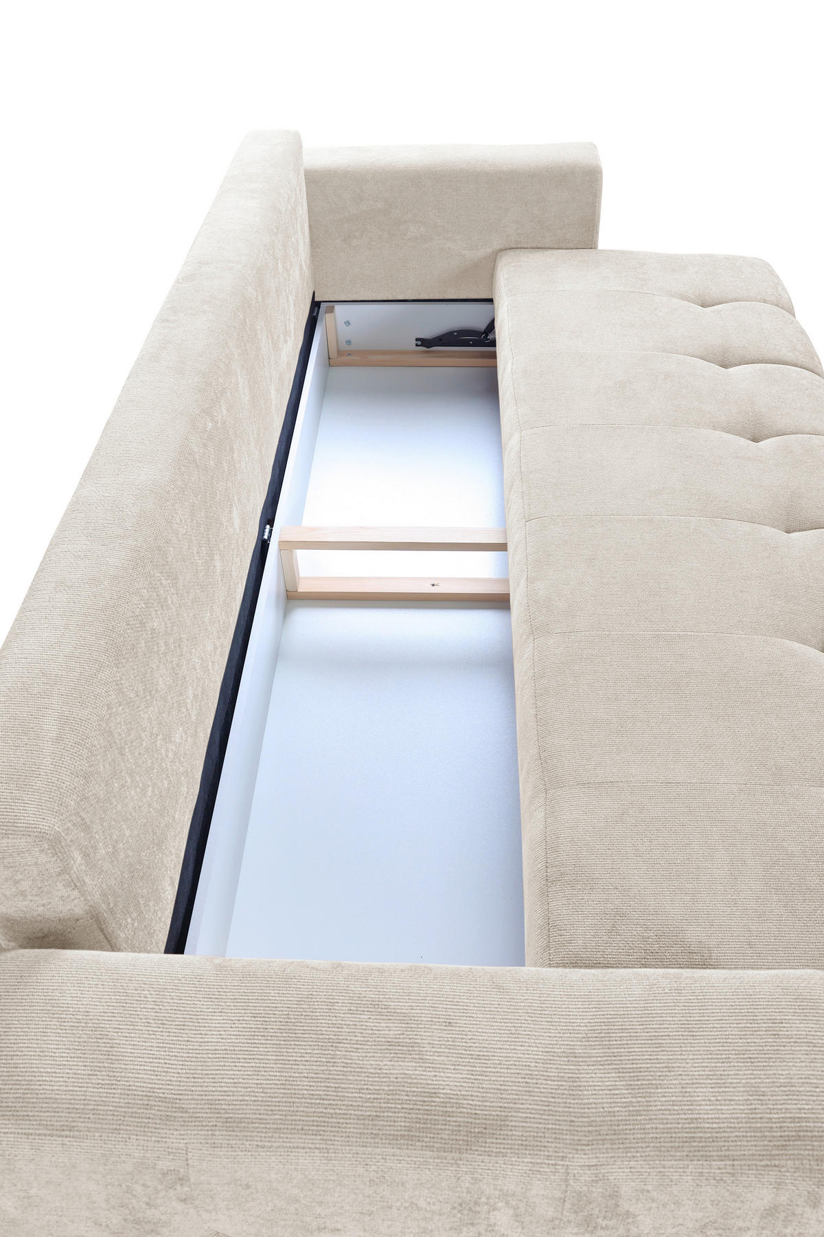 SCHLAFSOFA in Struktur Creme  - Creme/Schwarz, Design, Holz/Holzwerkstoff (247/94/90cm) - MID.YOU