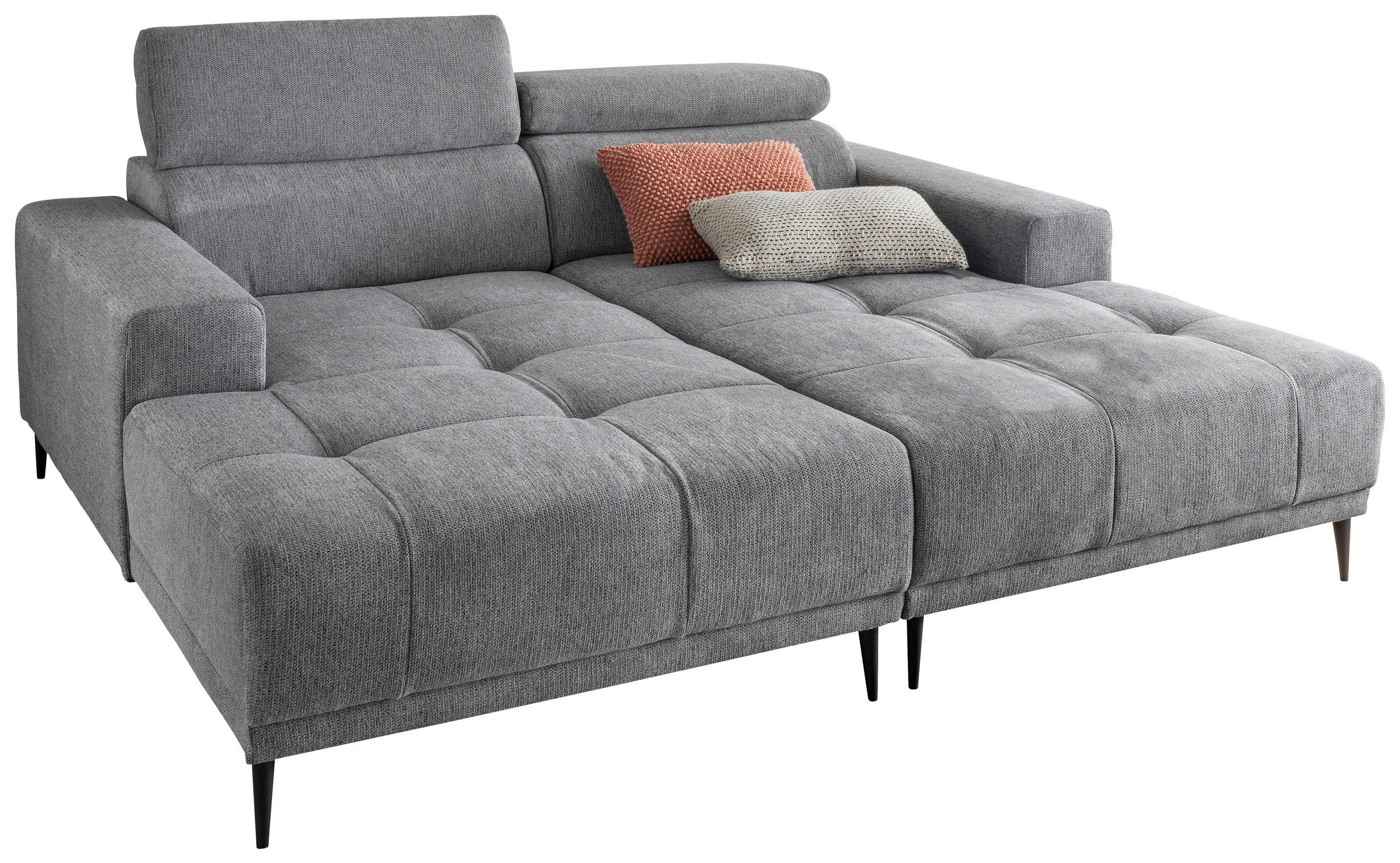 ECKSOFA in Chenille Silberfarben  200/188 cm  - Silberfarben/Schwarz, KONVENTIONELL, Textil/Metall (200/188cm) - Livetastic