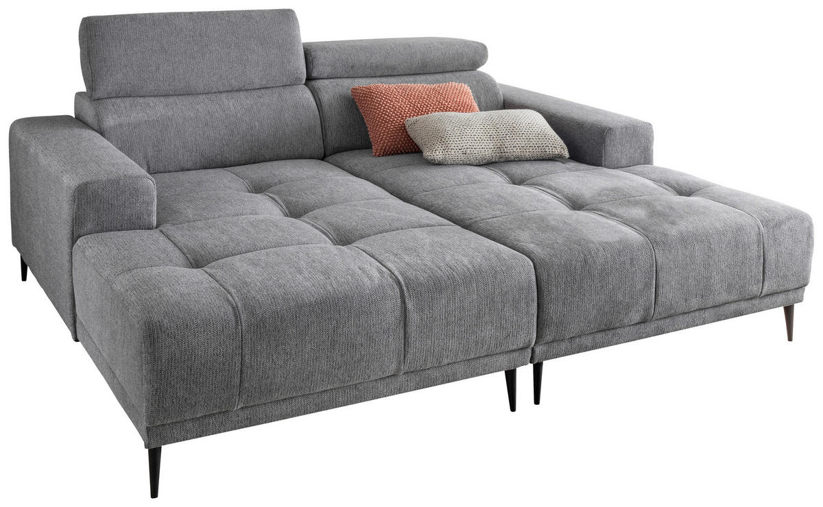 ECKSOFA  Silberfarben Chenille  - Silberfarben/Schwarz, KONVENTIONELL, Textil/Metall (200/188cm) - Livetastic