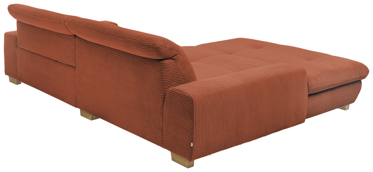 ECKSOFA Orange Cord  - Eichefarben/Orange, Design, Holz/Textil (198/276cm) - SetOne by Musterring
