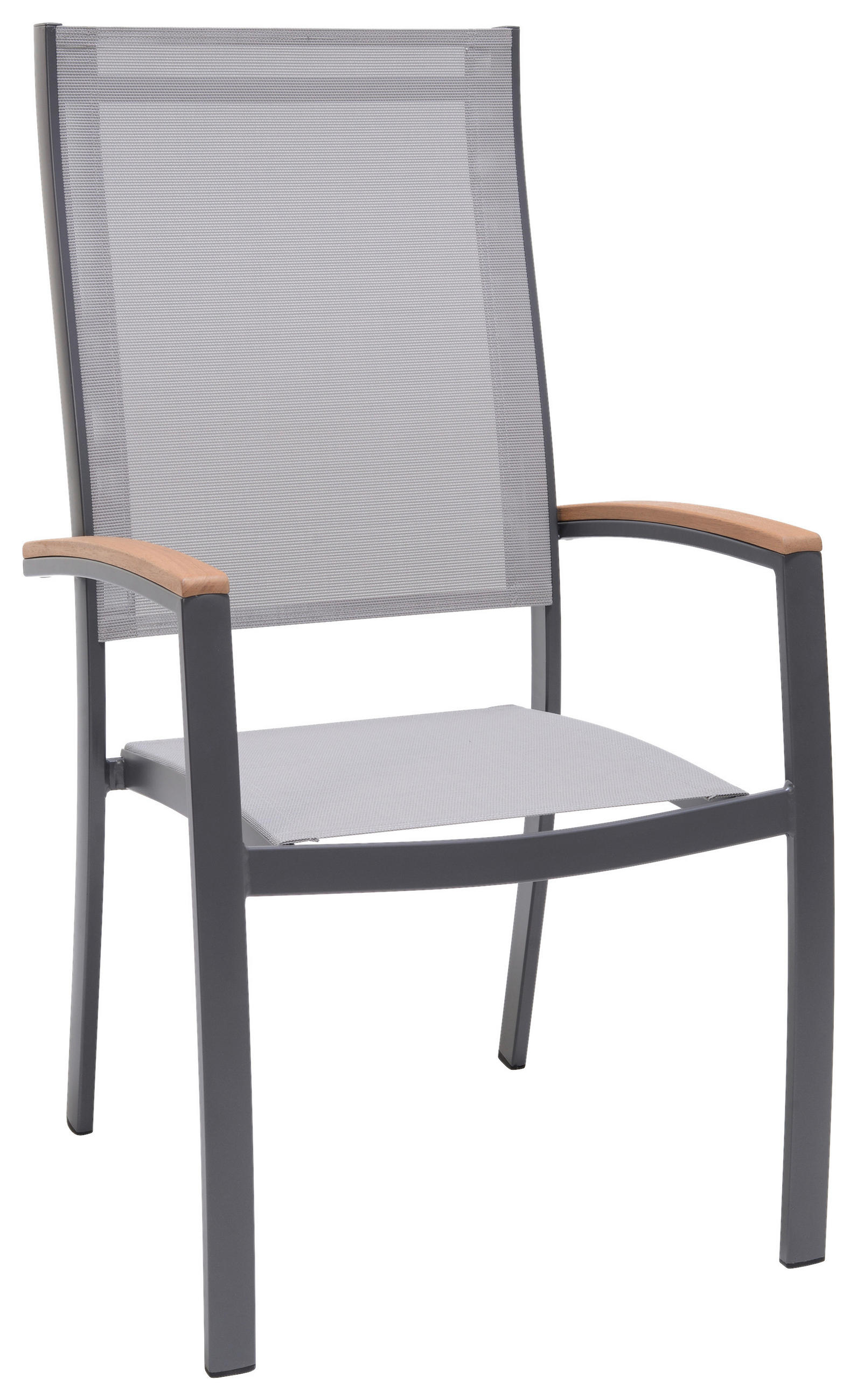 STAPELSESSEL Eukalyptusholz Aluminium Grau, Hellgrau, Teakfarben - Hellgrau/Grau, Design, Holz/Textil (58/108/64cm) - Ambia Garden