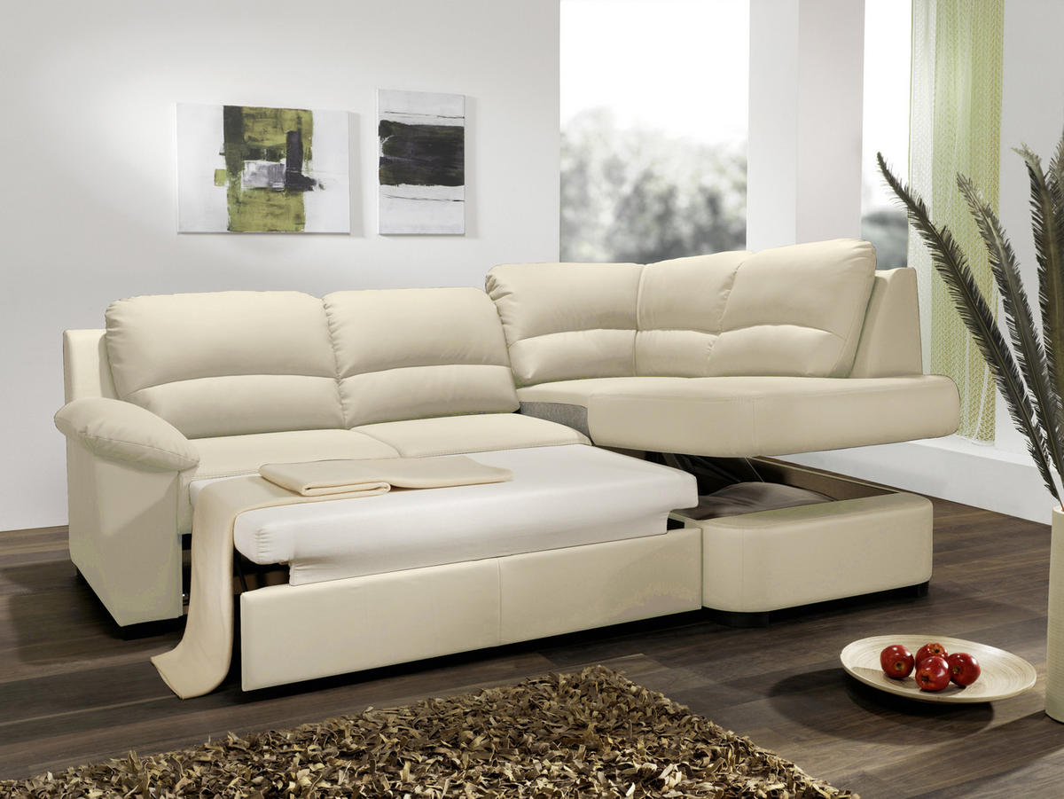 ECKSOFA in Lederlook Beige  - Beige/Schwarz, Konventionell, Kunststoff/Textil (240/45/165cm) - MID.YOU