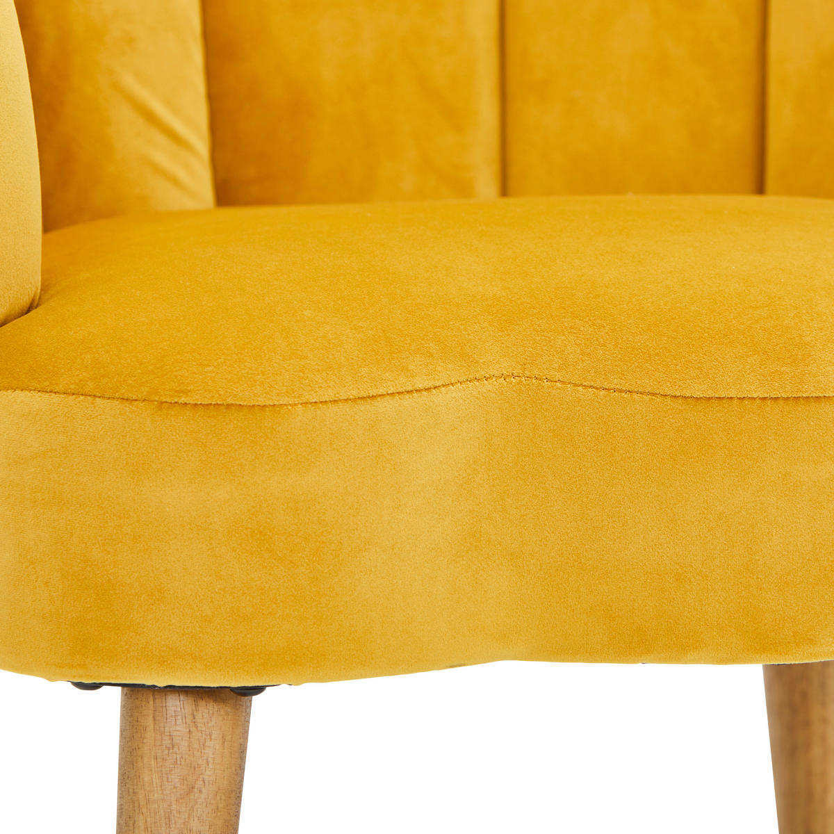 SESSEL Samt Gelb, Ecru    - Ecru/Gelb, Design, Holz/Textil (67/80/65cm) - MID.YOU