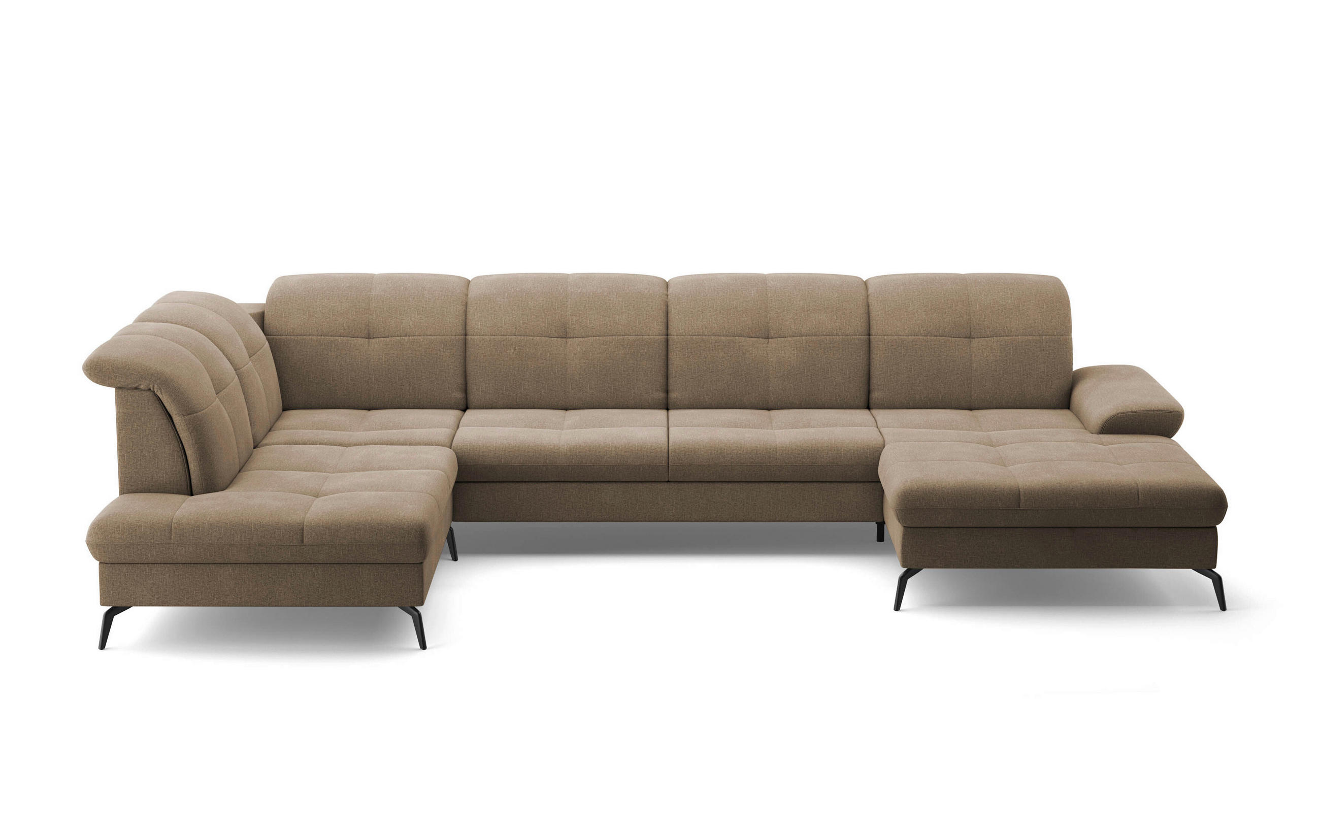 WOHNLANDSCHAFT in Flachgewebe Hellbraun  - Hellbraun/Schwarz, Konventionell, Textil/Metall (231/357/185cm) - Sit & More