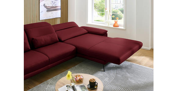 ECKSOFA in Echtleder Dunkelrot  - Schwarz/Dunkelrot, Design, Leder/Metall (332/193cm) - Dieter Knoll