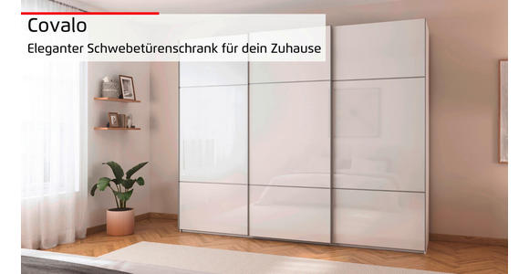 SCHWEBETÜRENSCHRANK in Weiß, Champagner - Champagner/Schwarz, KONVENTIONELL, Glas/Holzwerkstoff (271/223/68cm) - Novel