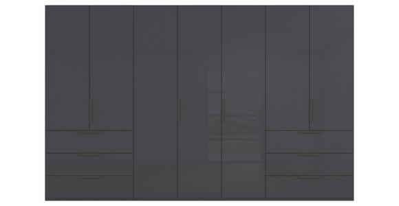 DREHTÜRENSCHRANK 350/235/61 cm,  in Graphitfarben, 7-türig  - Graphitfarben, Basics, Glas/Holzwerkstoff (350/235/61cm) - Novel
