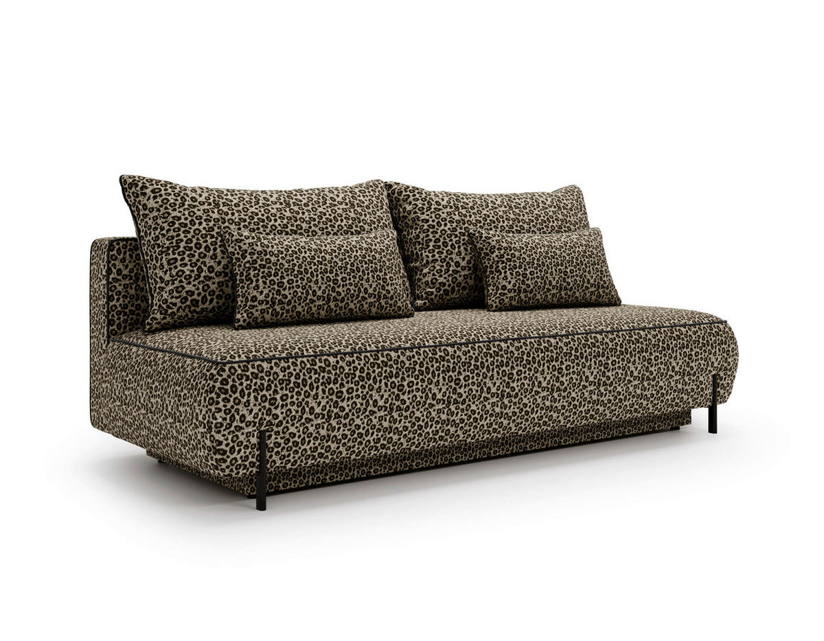 SCHLAFSOFA Jacquard Braun Stoffauswahl, Rücken echt  - Schwarz/Braun, Design, Textil/Metall (212/90/95cm) - Livetastic