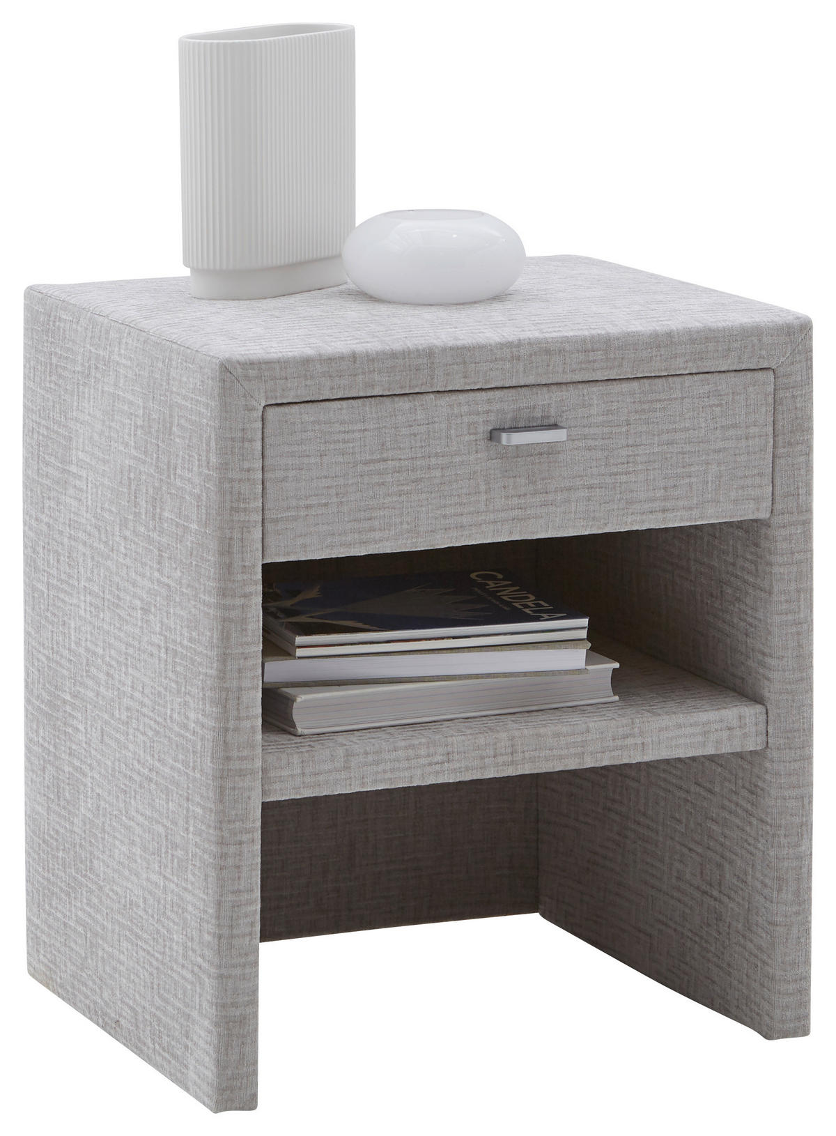 NACHTSCHRANK 48/55/40 cm  - Silberfarben/Hellgrau, KONVENTIONELL, Textil/Metall (48/55/40cm) - Voleo