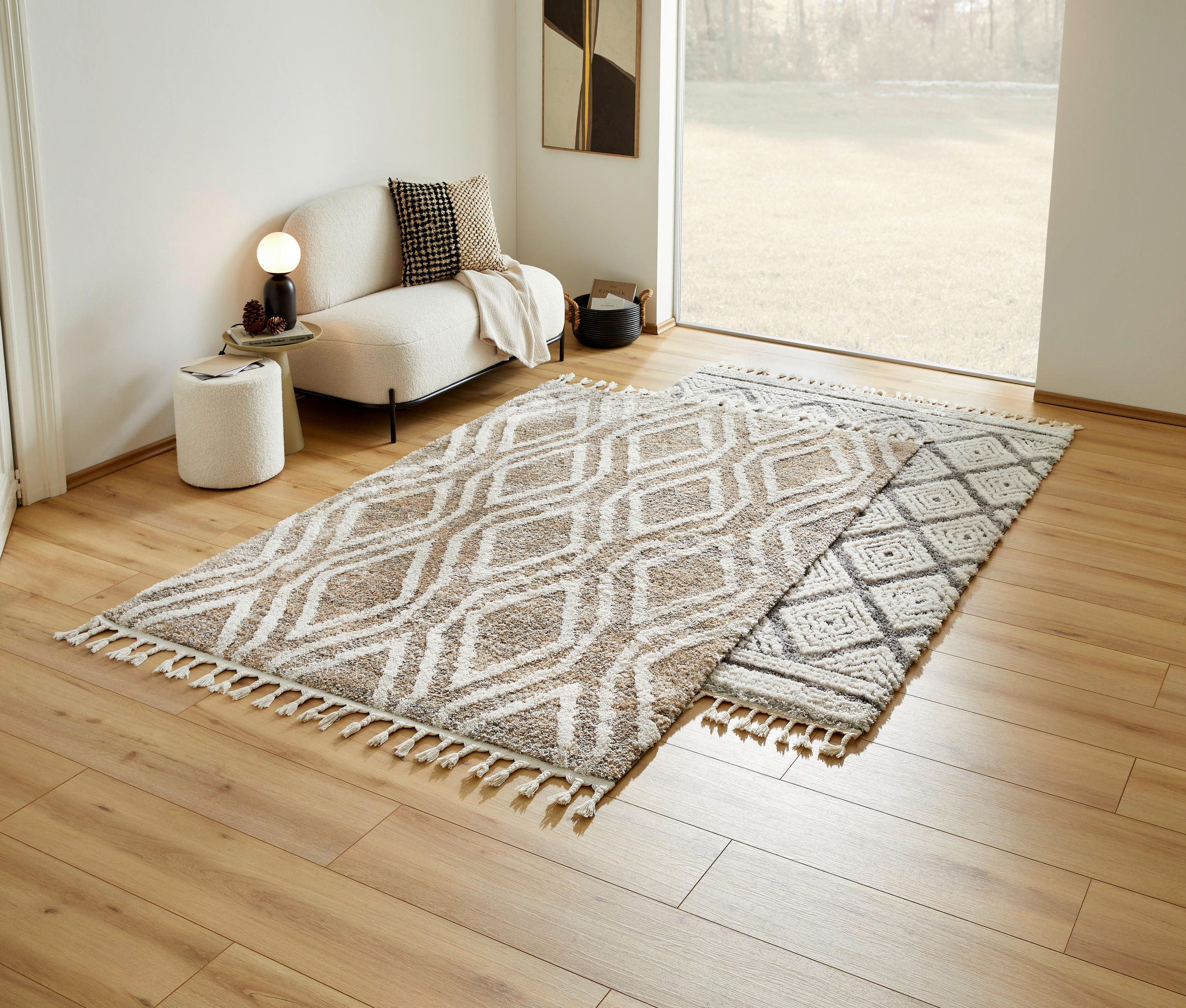 Thumbnail - Novel Hochflorteppich Antje, Silber, Beige, Kunststoff, rechteckig, 80x150 cm, ISO 9001, Bsci, Oeko-Tex® Standard 100, f...
