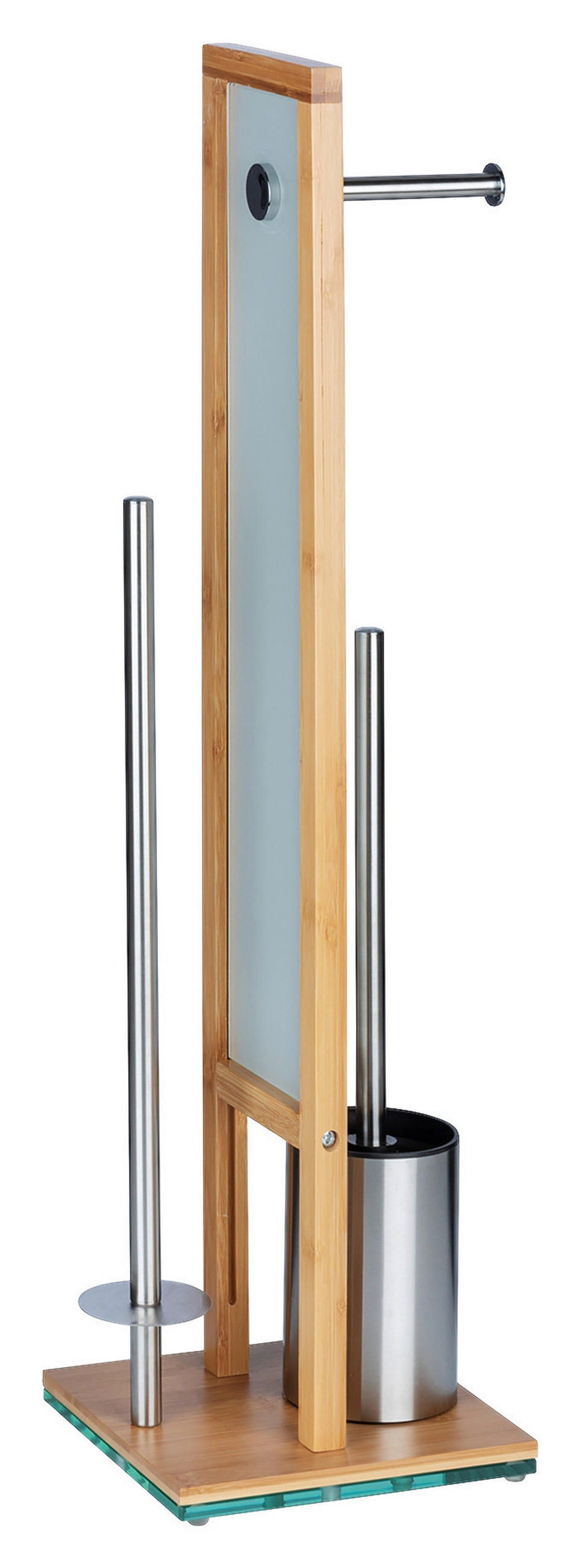 GARNITURĂ DE PERIE PENTRU WC in  plastic   - alb/culoare crom, Basics, plastic/sticlă (23/70/18cm) - Wenko