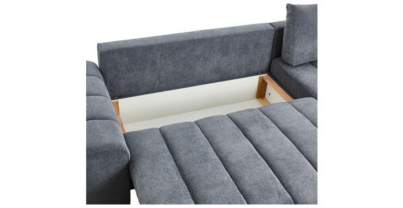 ECKSOFA Dunkelgrau Flachgewebe  - Dunkelgrau/Schwarz, KONVENTIONELL, Holz/Textil (275/180cm) - Carryhome