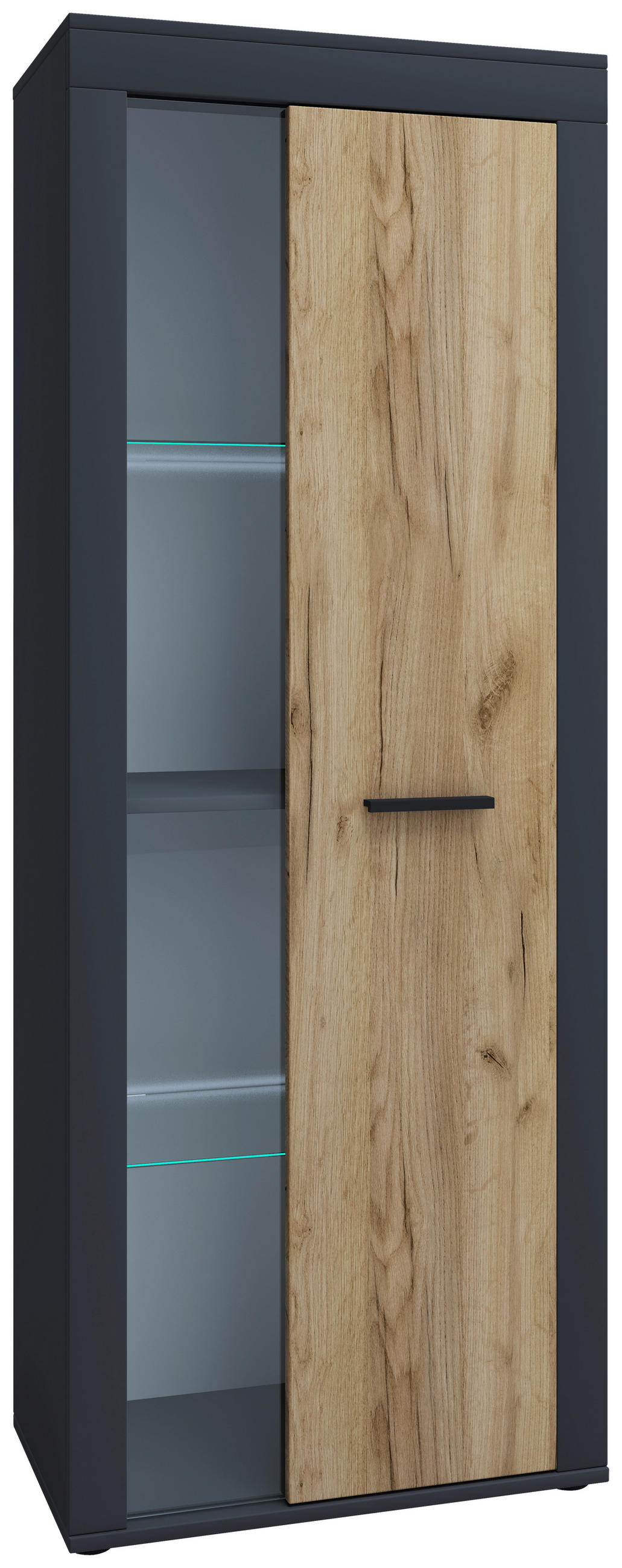 VITRINE in Anthrazit, Honigeiche  - Honigeiche/Anthrazit, Design, Glas/Holzwerkstoff (60/159/35cm) - MID.YOU