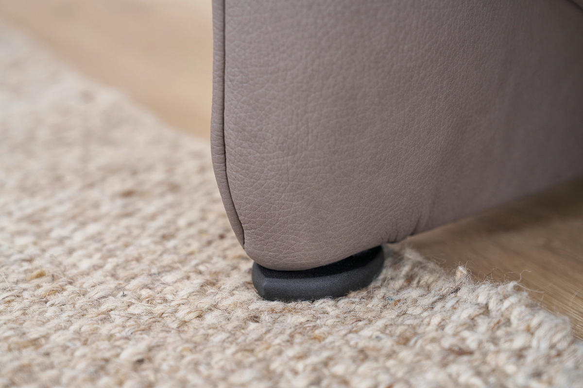 TRAPEZSOFA Echtleder Graubraun Ablage, Relaxfunktion, Kopfteilverstellung  - Anthrazit/Graubraun, Design, Leder/Metall (212/107/104cm) - Himolla Komfortklass