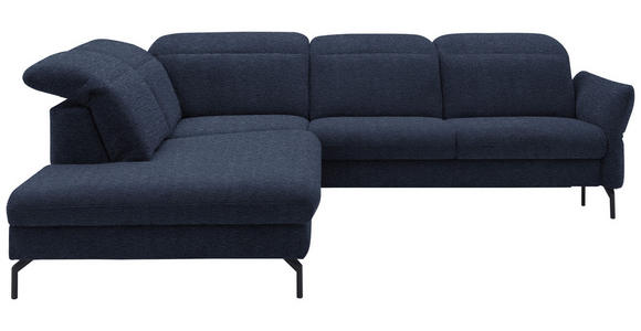 ECKSOFA  in Flachgewebe Dunkelblau  233/299-313 cm  - Schwarz/Dunkelblau, Design, Textil/Metall (233/299-313cm) - Dieter Knoll
