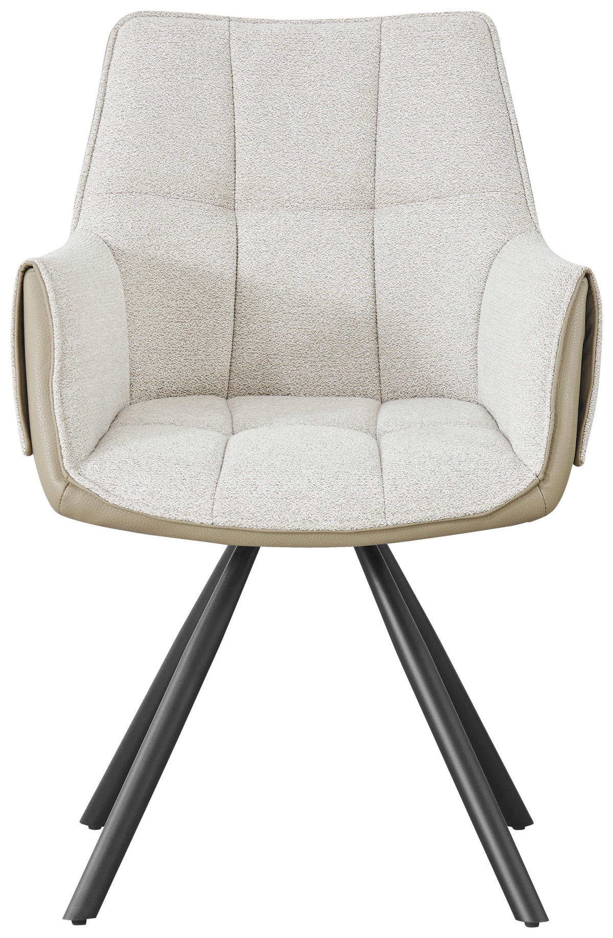 ARMLEHNSTUHL  inklusive Armlehnen, Sitzfläche 180° drehbar, automatische Rückholfunktion Lederlook, Struktur  Schwarz, Taupe, Beige  - Taupe/Beige, MODERN, Holz/Textil (58/90/62cm) - MID.YOU