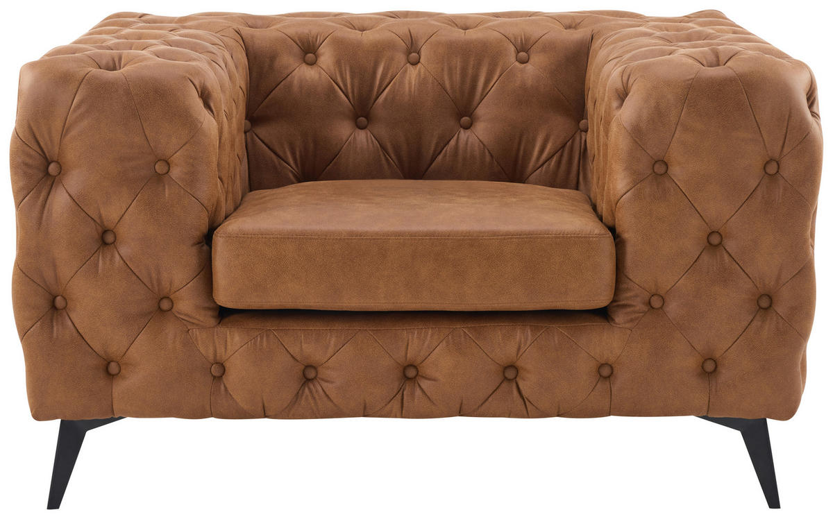 CHESTERFIELD-SESSEL - Schwarz/Braun, KONVENTIONELL, Textil/Metall (125/75/97cm) - Landscape