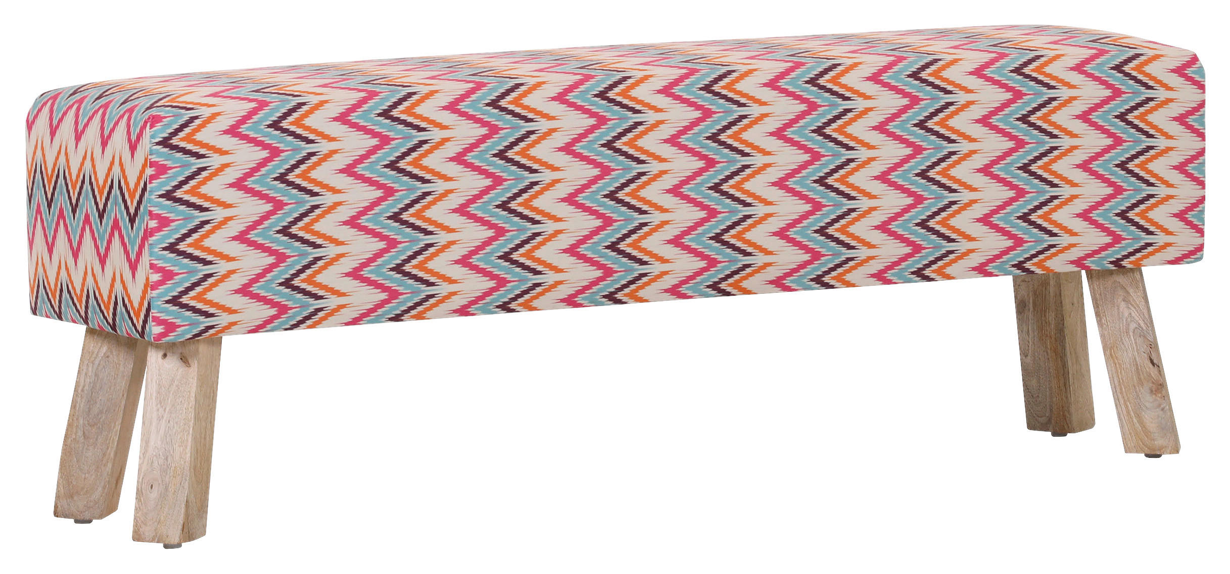 HOCKERBANK 140/50/35 cm Flachgewebe Creme, Orange, Pink, Hellblau Holz  - Pink/Creme, LIFESTYLE, Holz/Textil (140/50/35cm) - Landscape