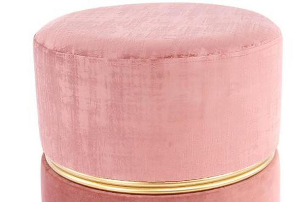 HOCKER in Metall, Kunststoff, Textil Goldfarben, Altrosa  - Goldfarben/Altrosa, Basics, Kunststoff/Textil (40/40/40cm) - Kayoom