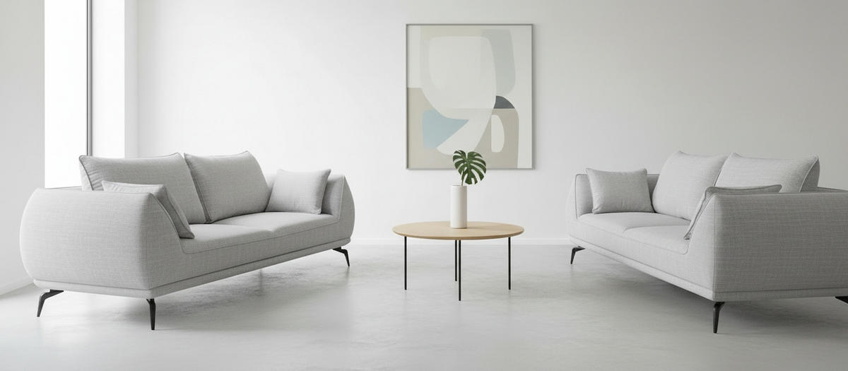 2-SITZER-SOFA  in Webstoff Grau  - Schwarz/Grau, MODERN, Textil/Metall (208/86/118cm) - MID.YOU