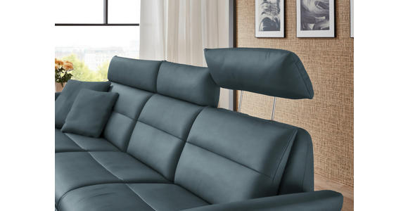 ECKSOFA in Echtleder Blaugrau 169/298 cm - Blaugrau/Schwarz, Design, Leder/Metall (169/298cm) - Dieter Knoll