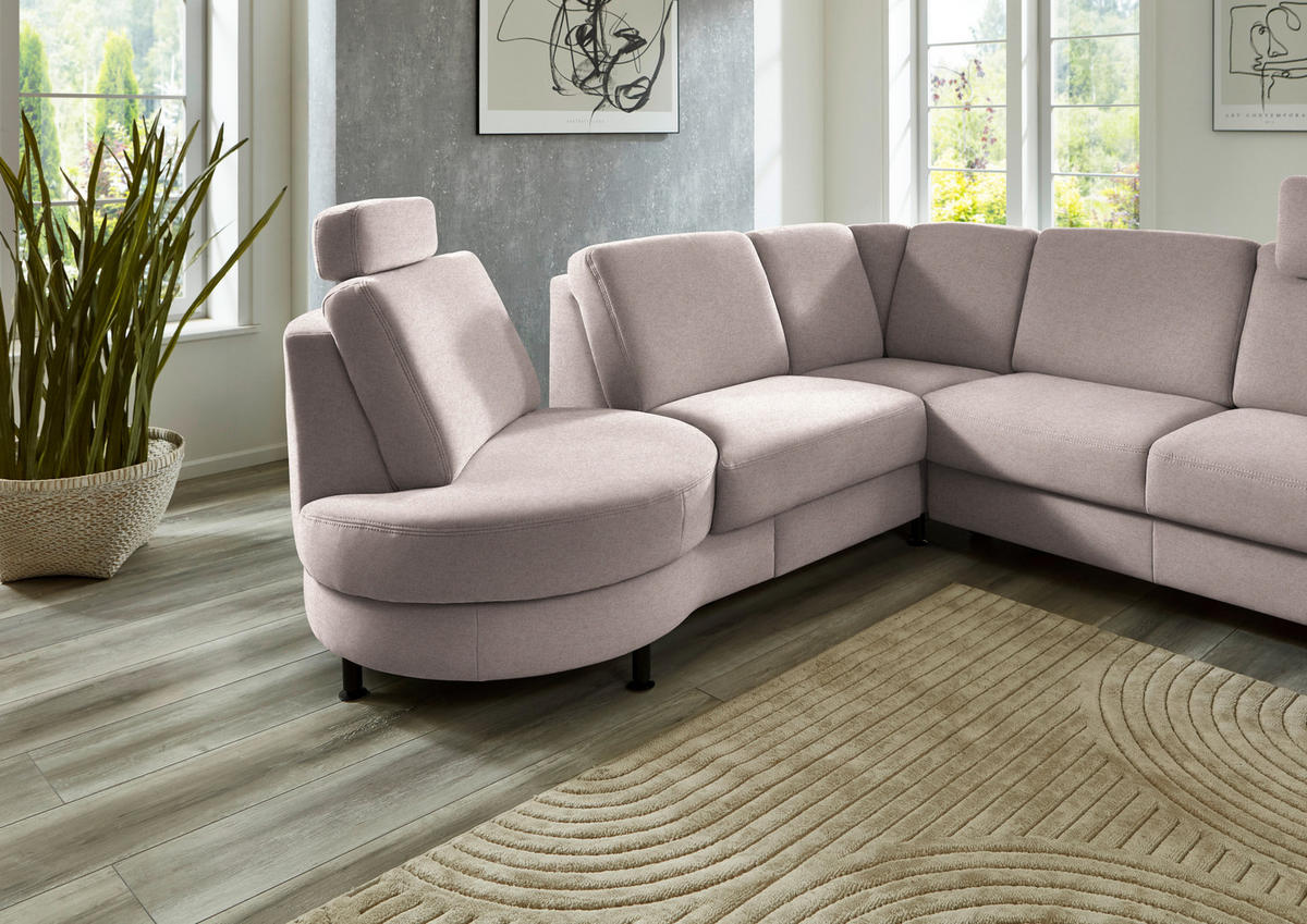 ECKSOFA  in Flachgewebe Rosa  252/248 cm  - Schwarz/Rosa, KONVENTIONELL, Textil/Metall (252/248cm) - Beldomo Comfort