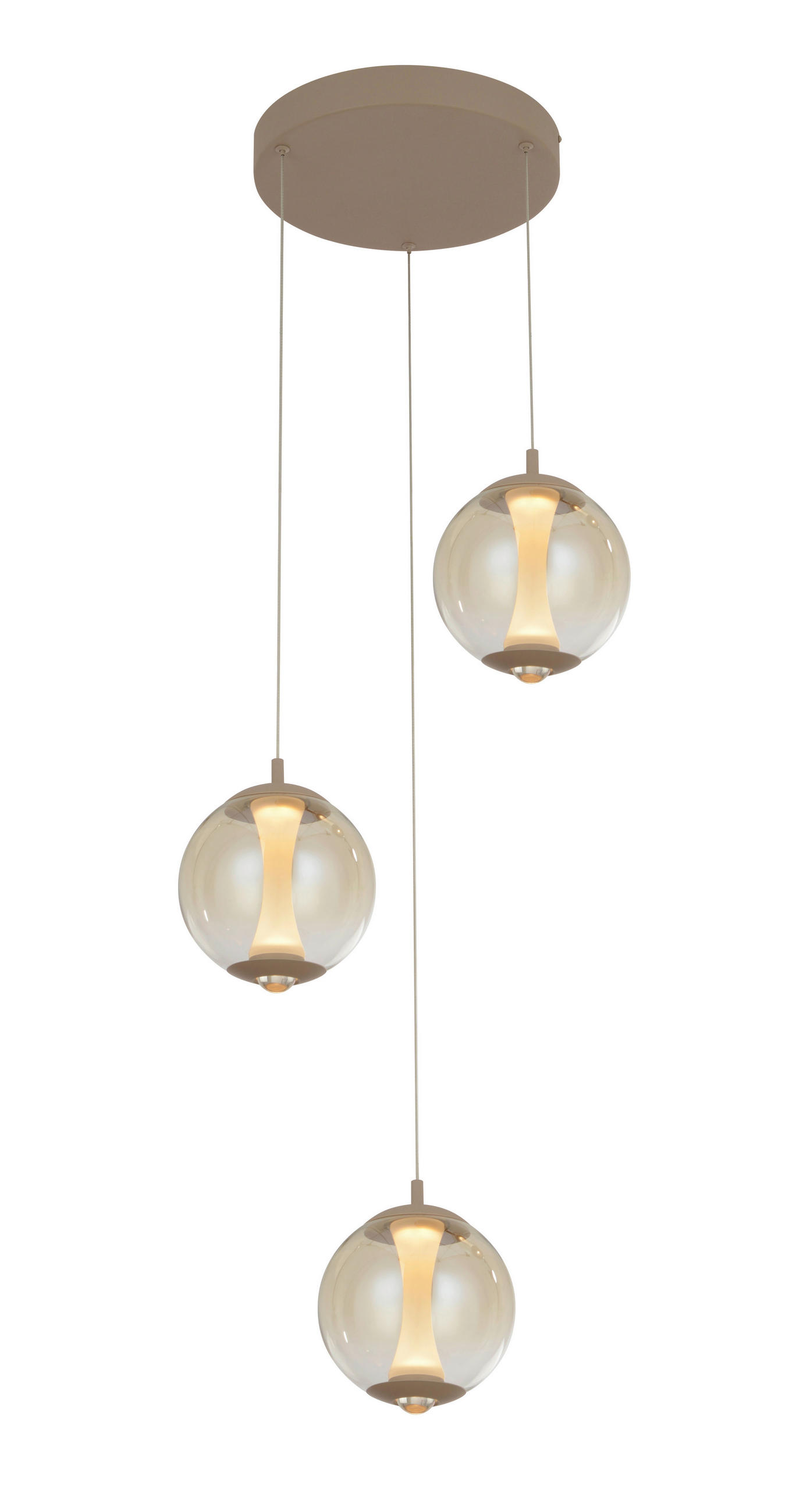 ZÁVĚSNÉ LED SVÍTIDLO,  - pískové barvy, Design, kov/sklo (44/150/44cm)