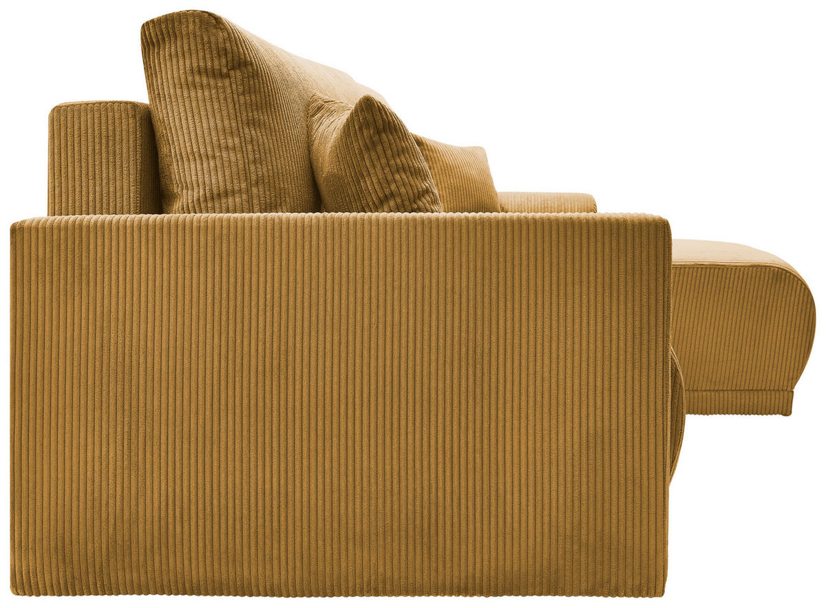 ECKSOFA KIMMY Gelb Cord Zierkissen, Rückenkissen, Bettkasten  - Gelb/Schwarz, Design, Kunststoff/Textil (233/146cm) - P & B