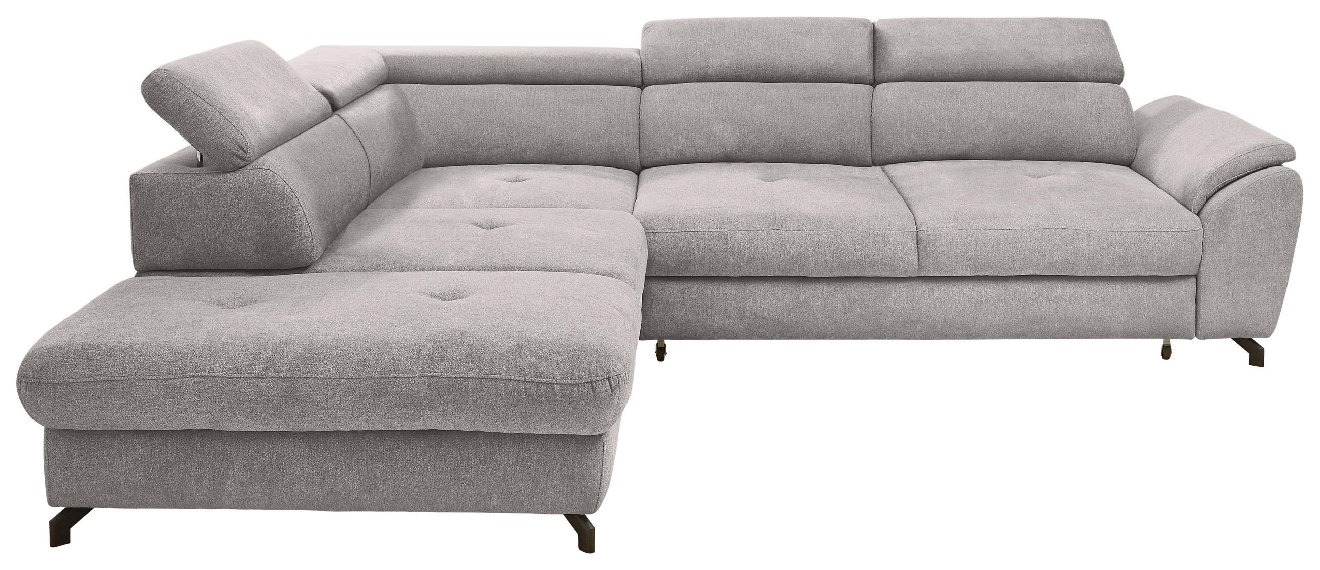 ECKSOFA inkl. Funktion Grau, Hellgrau Webstoff  - Hellgrau/Schwarz, Design, Textil/Metall (237/277cm) - Stylife