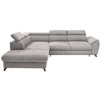 ECKSOFA in Webstoff Grau, Hellgrau  - Hellgrau/Schwarz, Design, Textil/Metall (237/277cm) - Stylife