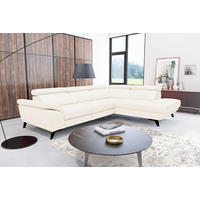 ECKSOFA DALLAS in Echtleder Creme  228/283 cm  - Creme/Schwarz, Design, Leder/Metall (228/283cm) - Livetastic