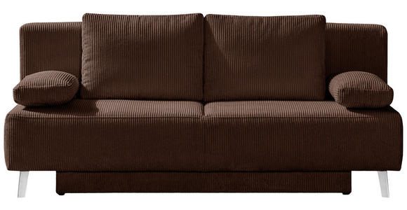 SCHLAFSOFA Spicy Cord Schlammfarben Rückenkissen, Armlehnenkissen, Bettkasten, Schlaffunktion  - Schlammfarben, MODERN, Textil/Metall (193/85/88cm) - Novel