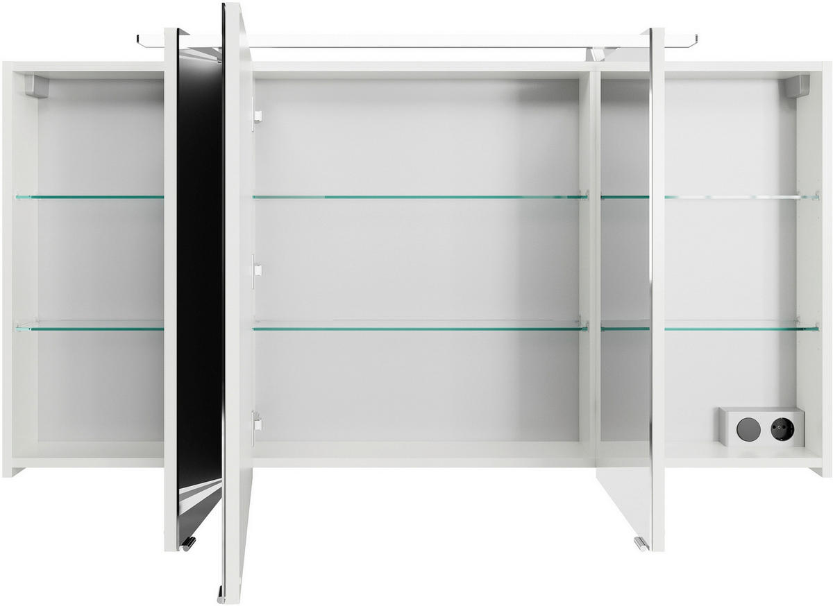 BADEZIMMER 3-teilig  in 144 cm  - Chromfarben/Weiß Hochglanz, MODERN, Glas/Keramik (144cm) - Sadena