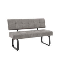 SITZBANK 140/90/64 cm Mikrofaser Dunkelgrau Metall  - Dunkelgrau/Anthrazit, Trend, Textil/Metall (140/90/64cm) - MID.YOU