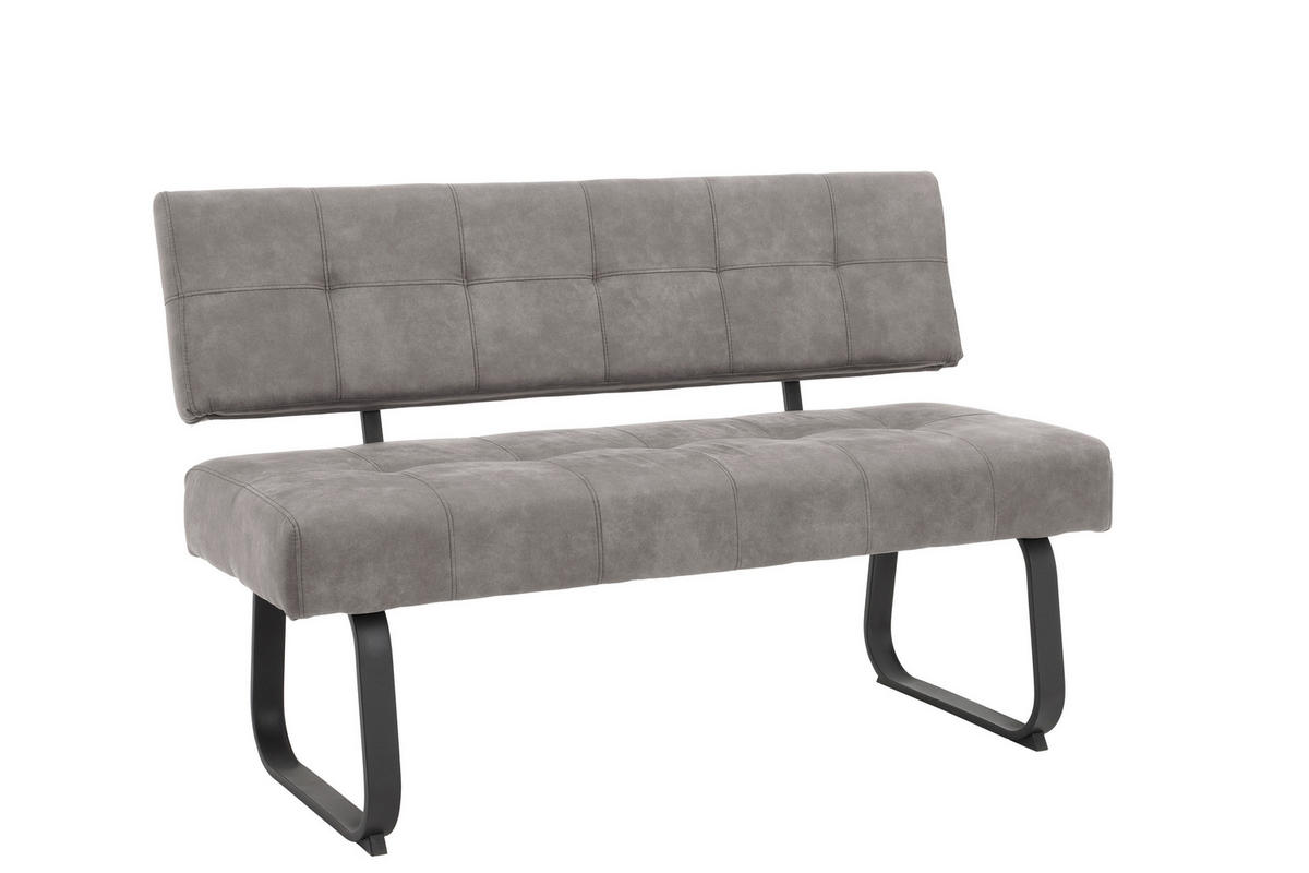 SITZBANK 140/90/64 cm Mikrofaser Dunkelgrau Metall  - Dunkelgrau/Anthrazit, Trend, Textil/Metall (140/90/64cm) - MID.YOU