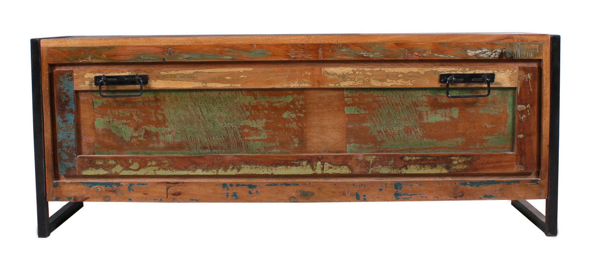 SCHUHSCHRANK Altholz massiv Multicolor  - Multicolor/Schwarz, Design, Holz/Metall (130/50/40cm) - MID.YOU